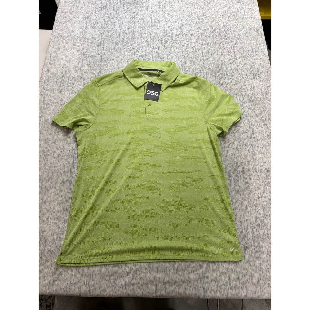 DSG Mens Movement‎ Polo Shirt Pale Green Camo Moisture Wicking Size M NEW
